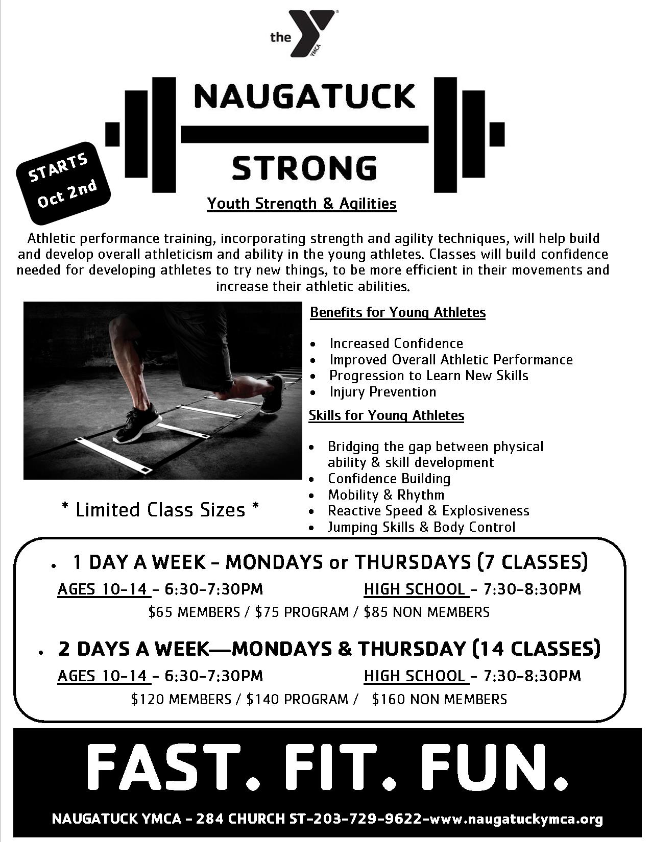 youth agilities class flyer fall 2017 naugatuck ymca youth speed and agility flyer